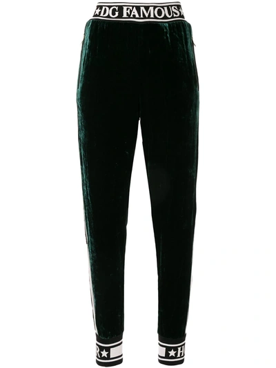 Dolce & Gabbana Fluid Velvet Jogging Trousers In Green