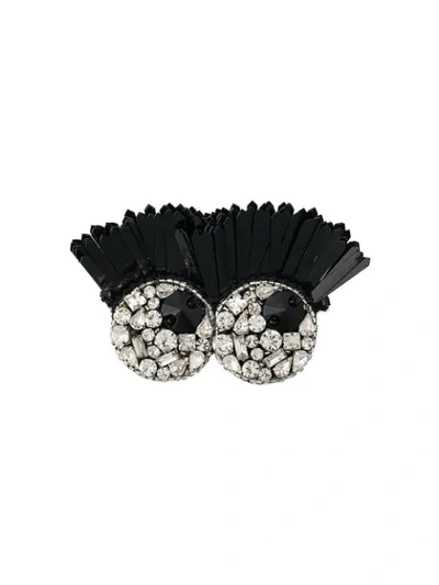 Anya Hindmarch Pin With Jewel Eyes In Nero
