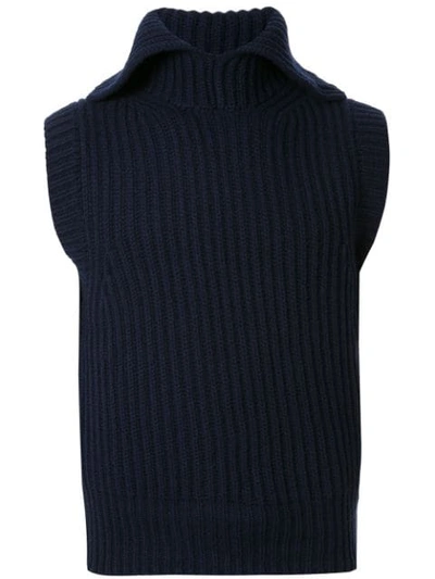 Cerruti 1881 Ribbed Knit Tank Top In Blue