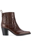 GANNI WESTERN CROCODILE-EFFECT BOOTS