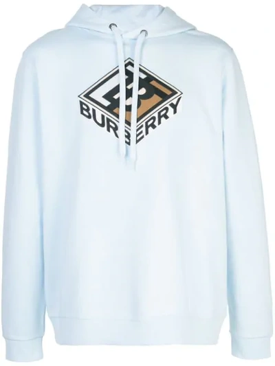 Burberry Graphic Logo Hoodie In Light Blue