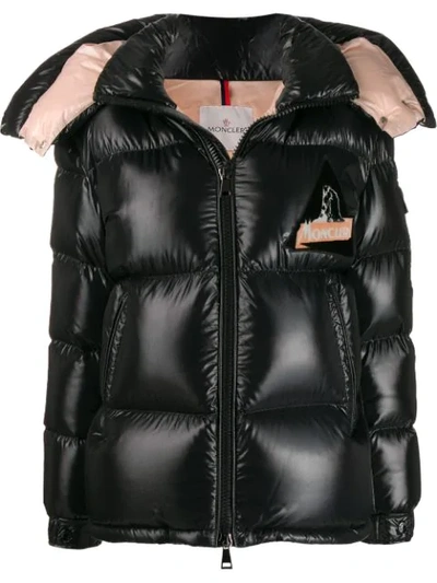 Moncler Wilson Flock Patch Puffer Jacket In Black