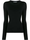 DOLCE & GABBANA RIBBED FITTED LONG-SLEEVED TOP