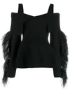 ANTONINO VALENTI FEATHER COLD-SHOULDER PEPLUM TOP