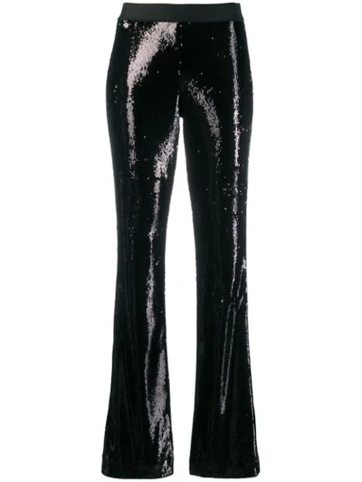 P.a.r.o.s.h Sequin Flared Trousers In Black