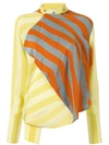 JW ANDERSON DRAPED CONTRAST PANEL BLOUSE