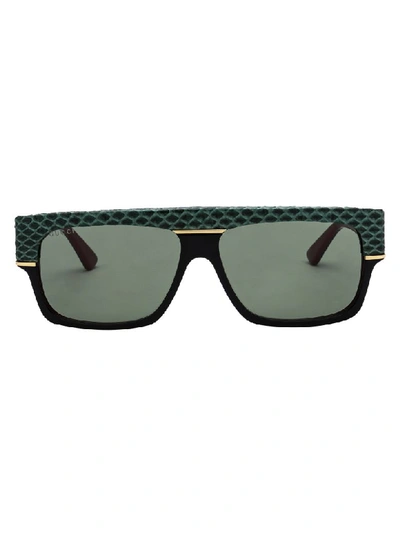 Gucci Sunglasses In Black Black Green
