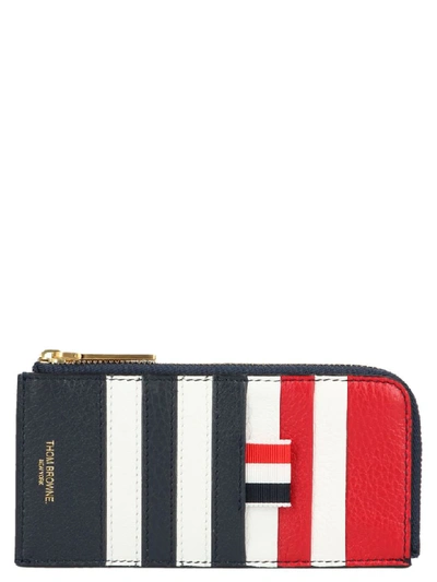 Thom Browne Half-zip Leather Card Case Wallet In Multicolor