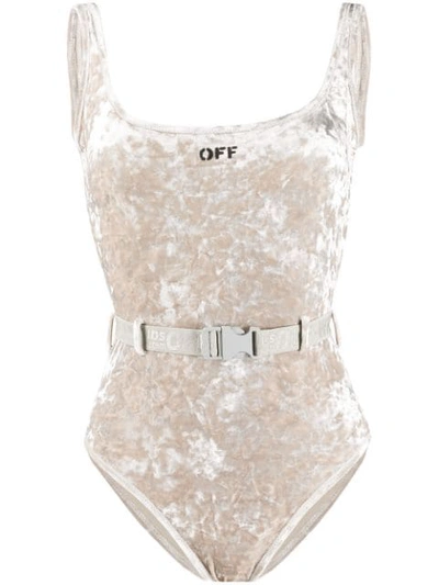 Off-white Buckled Waist Bodysuit In Neutrals