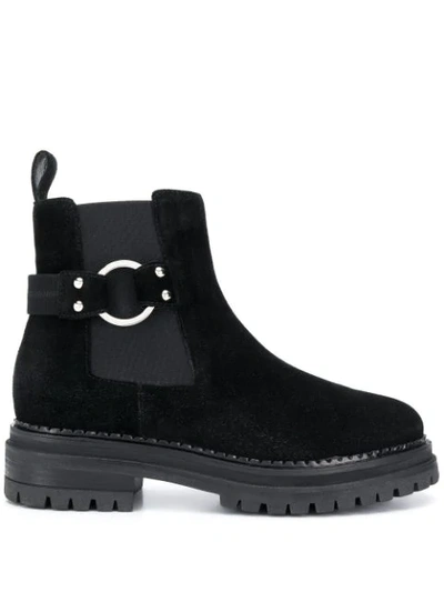 Sergio Rossi Side Buckle Boots In Black