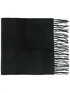 MOSCHINO LOGO-PRINT FRINGED SCARF