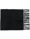 Moschino Logo-embroidered Fringed Scarf In Black