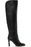 GABRIELA HEARST LINDA CROC-EFFECT LEATHER OVER-THE-KNEE BOOTS