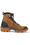 MONCLER HELIS LEATHER-TRIMMED SUEDE ANKLE BOOTS