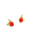 ANNETTE FERDINANDSEN 14K Yellow Gold & Red Coral Rose Stud Earrings