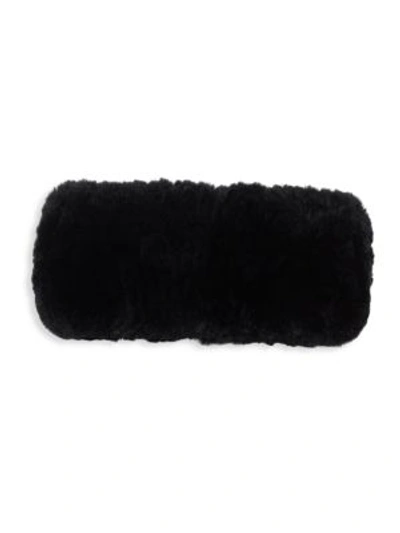 Adrienne Landau Rabbit Fur Headband In Black