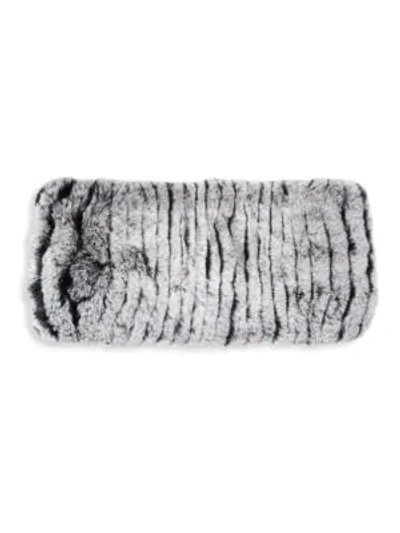 Adrienne Landau Rex Rabbit & Acrylic Headband In Black/snow