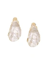BURBERRY FAUX PEARL DETAIL GOLD-PLATED OYSTER EARRINGS