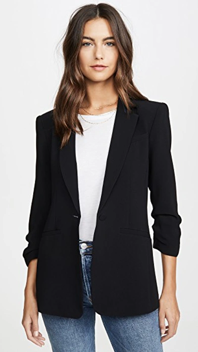 Cinq À Sept Cheyenne Ruffle-cuff Blazer Jacket In Black