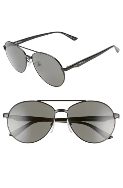 Balenciaga 59mm Aviator Sunglasses - Semi-matte Black/ Grey