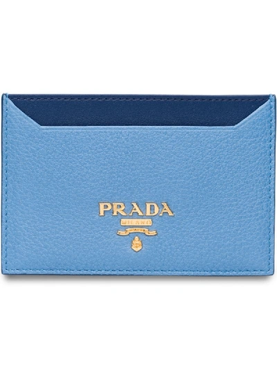 Prada Leather Cardholder In Blau