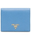 Prada Logo Bi-fold Wallet In Blau