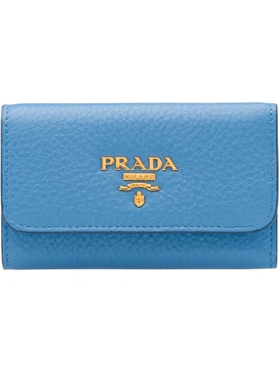 Prada Logo Keyholder In Blau