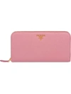 Prada Logo Plaque Wallet In Rosa