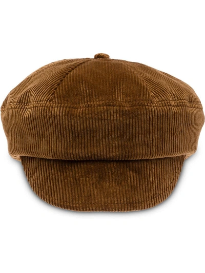 Prada Velvet Hat In Braun