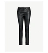 AG FARRAH SKINNY ANKLE LEATHER-LOOK HIGH-RISE JEANS