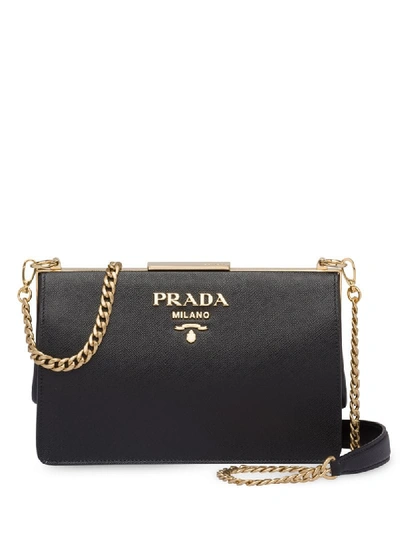 Prada Logo Shoulder Bag In Black