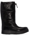 Prada Leather Moon Boots In F0002  Nero