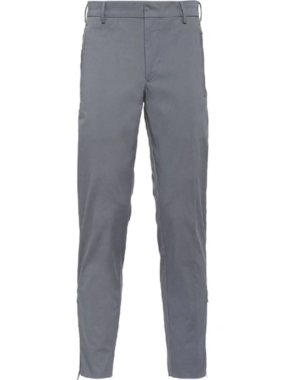 Prada Stretch Gabardine Trousers In Grau