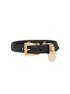 Prada Saffiano Logo Tag Bracelet In Black