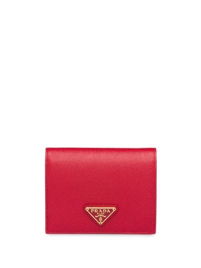 Prada Small Saffiano Leather Wallet In Rot