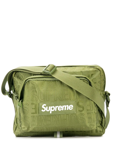 Supreme Logo Print Shoulder Bag In Green