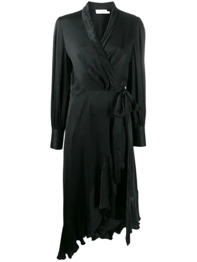 Zimmermann V-neck Wrap Dress In Black
