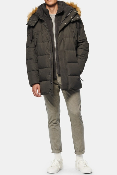 Andrew Marc Conway Removable Faux Fur Hood Quilted Parka In Smoke