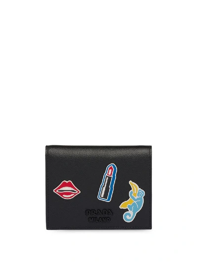 Prada Small Appliqué Detail Wallet In 黑色