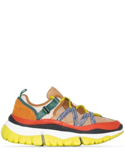 Chloé Multicoloured Blake Leather Sneakers In Gold