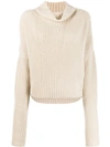 PETAR PETROV DRAPED-NECK KNIT SWEATER