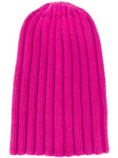 Laneus Ribbed Knit Beanie In Pink