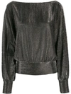 LIU •JO METALLIC BOAT NECK SWEATSHIRT