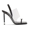 ALEXANDER WANG BLACK CRYSTAL LOGO KAIA SANDALS