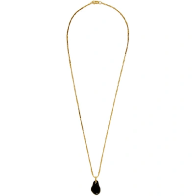 Bottega Veneta Gold And Black Onyx Pendant Necklace In 9800natural