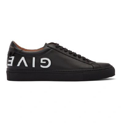 Givenchy Black Reverse Logo Leather Sneakers - 黑色 In Black