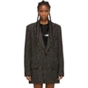 TIBI TIBI BLACK AND MULTICOLOR RECYCLED TWEED LONG BLAZER