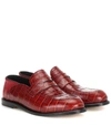 LOEWE CROC-EFFECT LEATHER LOAFERS,P00333462