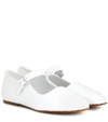 The Row Ava Square-toe Leather Mary-jane Flats In Optic