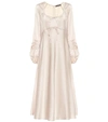 Alexa Chung Satin Midi Dress In Beige